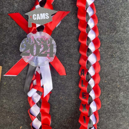 Braided 7/8" Ribbon Leis for Graduation/personalized name/ school colors