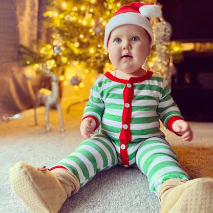 Embroidery Christmas Baby/Toddler Onesie Elf Pyjamas