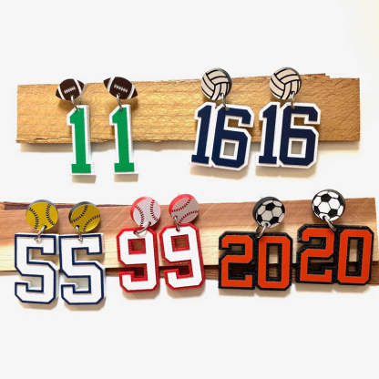 Personalized Player Number Earrings, Baseball-Soccer-Football-Basketball-LAX-Race Car-Hockey