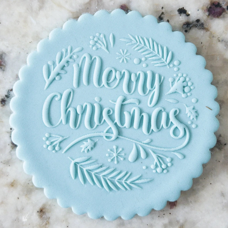 Christmas Cookie Stamp, Biscuit Icing Cupcake Decorating, Merry Christmas Embosser Stamp