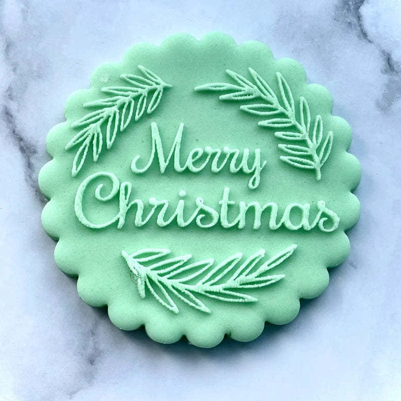 Christmas Cookie Stamp, Biscuit Icing Cupcake Decorating, Merry Christmas Embosser Stamp