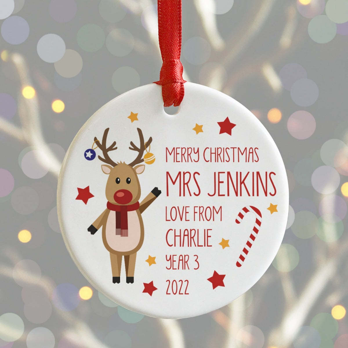 Personalised Teachers Christmas Decoration Gift from Child