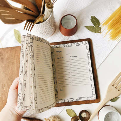 Personalized Recipe Book Blank Binder Gifts for Mom Wooden Cookbook