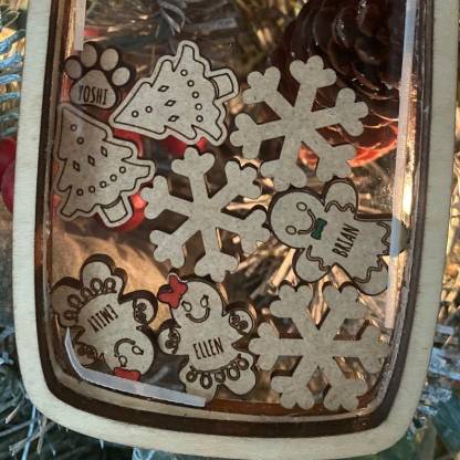 Custom Cookie Jar Family Ornament, Personalized Gingerbread Family Ornament