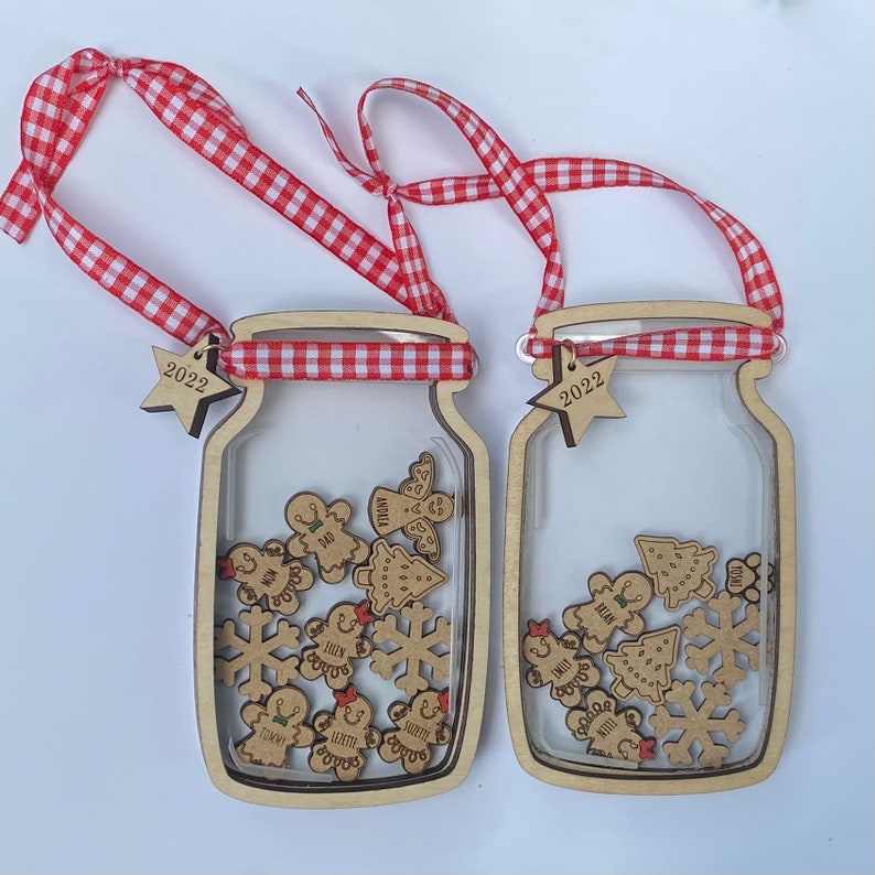 Custom Cookie Jar Family Ornament, Personalized Gingerbread Family Ornament