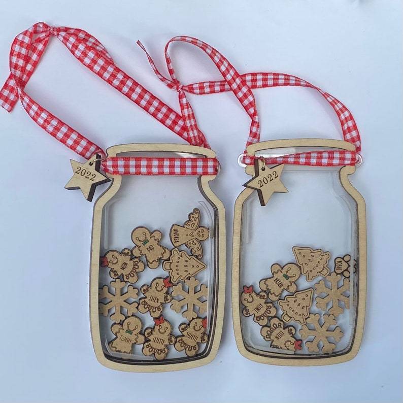 Custom Cookie Jar Family Ornament, Personalized Gingerbread Family Ornament