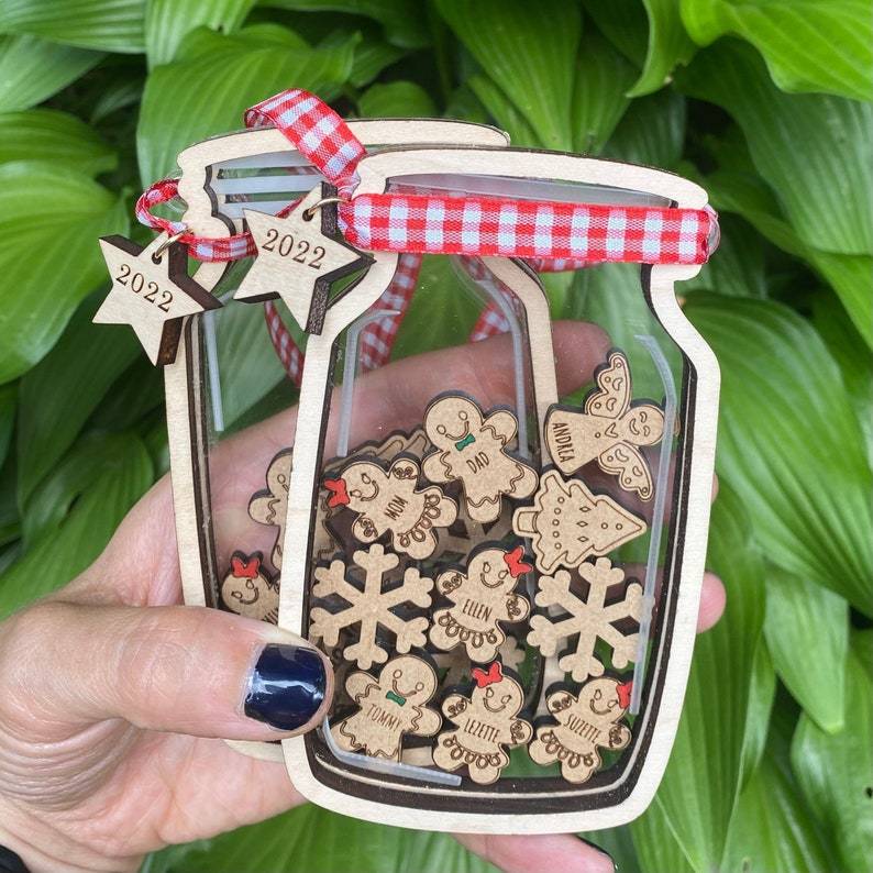 Custom Cookie Jar Family Ornament, Personalized Gingerbread Family Ornament