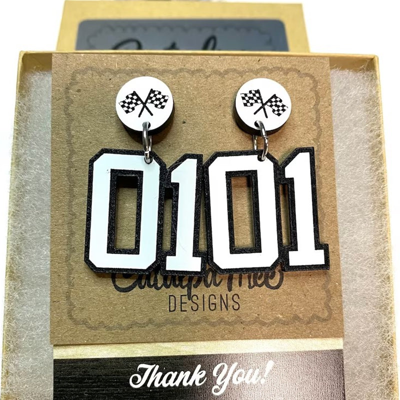 Personalized Player Number Earrings, Baseball-Soccer-Football-Basketball-LAX-Race Car-Hockey
