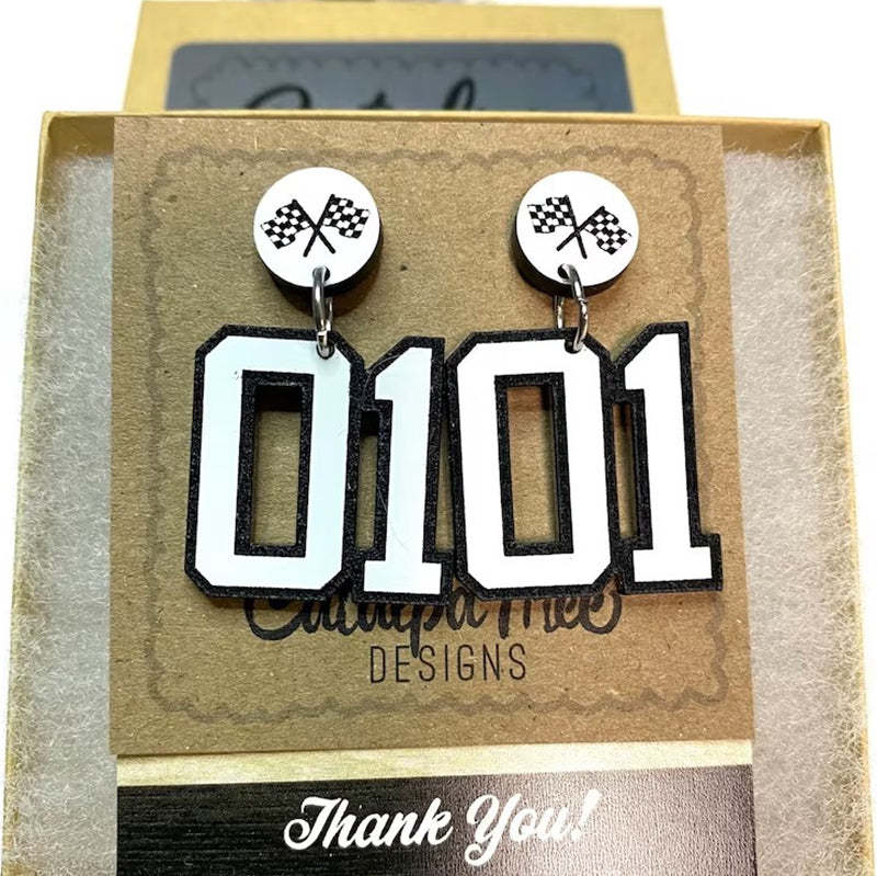 Personalized Player Number Earrings, Baseball-Soccer-Football-Basketball-LAX-Race Car-Hockey