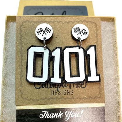 Personalized Player Number Earrings, Baseball-Soccer-Football-Basketball-LAX-Race Car-Hockey