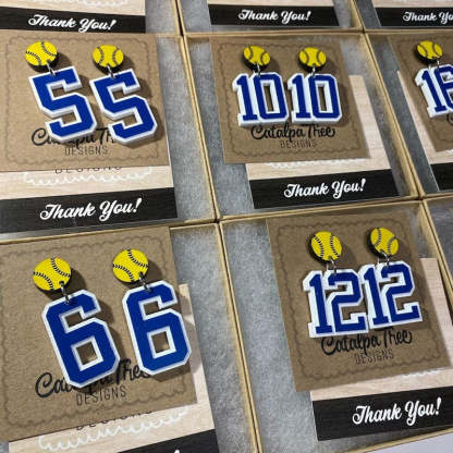 Personalized Player Number Earrings, Baseball-Soccer-Football-Basketball-LAX-Race Car-Hockey