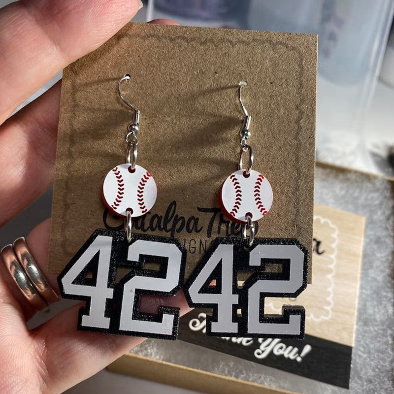 Personalized Player Number Earrings, Baseball-Soccer-Football-Basketball-LAX-Race Car-Hockey
