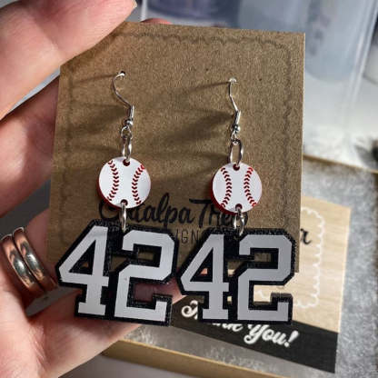 Personalized Player Number Earrings, Baseball-Soccer-Football-Basketball-LAX-Race Car-Hockey