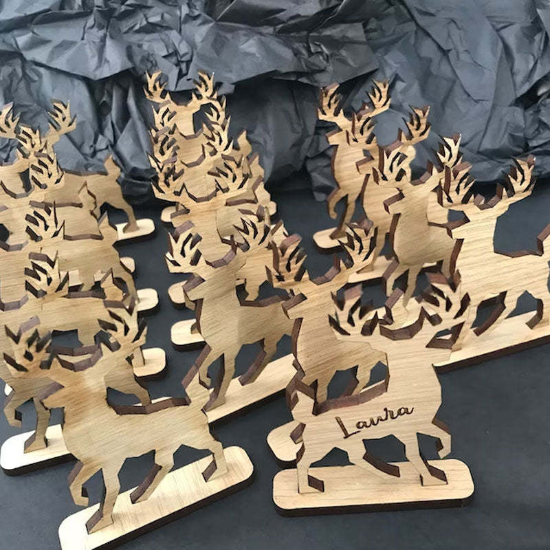 Personalised Christmas 2022 Reindeer decorations Stag Place Names