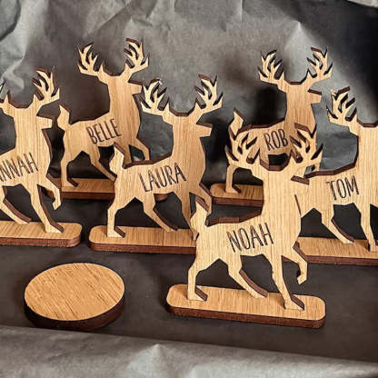 Personalised Christmas 2022 Reindeer decorations Stag Place Names