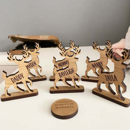 Personalised Christmas 2022 Reindeer decorations Stag Place Names