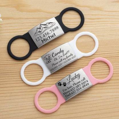 Slide on Dog Tag for Dogs Personalize Dog ID Tag Cat Tag Pet Collar Tag