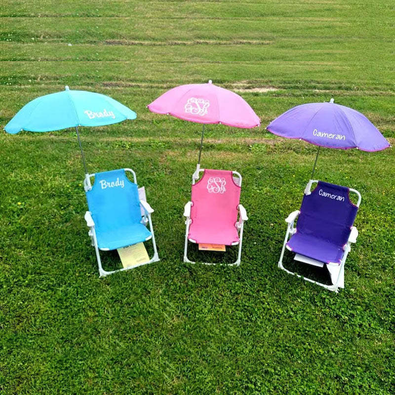 Monogrammed Kid's Beach Chair w/ umbrella