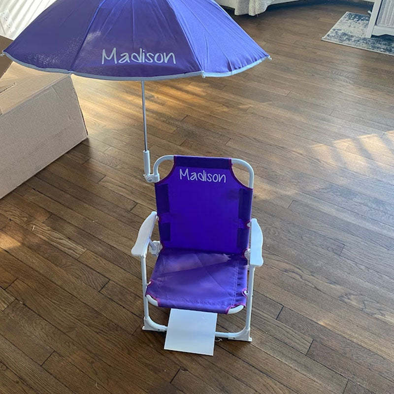 Monogrammed Kid's Beach Chair w/ umbrella