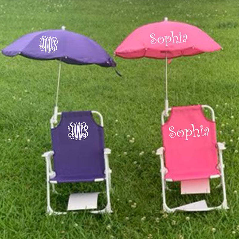 Monogrammed Kid's Beach Chair w/ umbrella