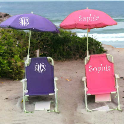 Monogrammed Kid's Beach Chair w/ umbrella
