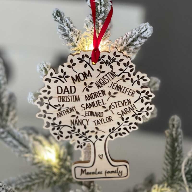 Family Tree Of Life Personalized 5 Color Wood Ornament