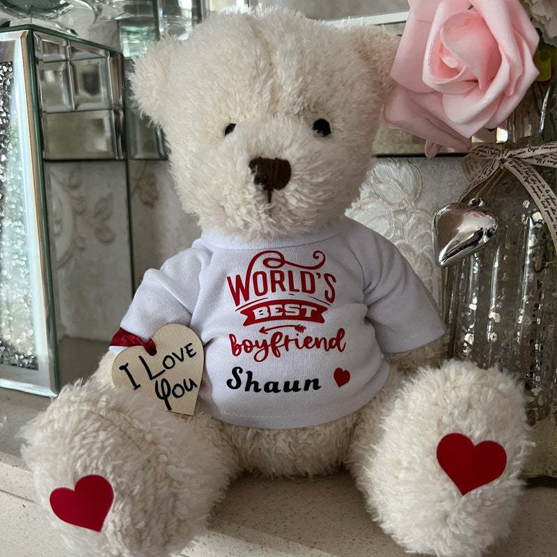 Personalised Teddy Bear Worlds Best Girlfriend Boyfriend Valentine's Day Gift