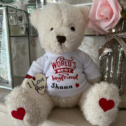 Personalised Teddy Bear Worlds Best Girlfriend Boyfriend Valentine's Day Gift