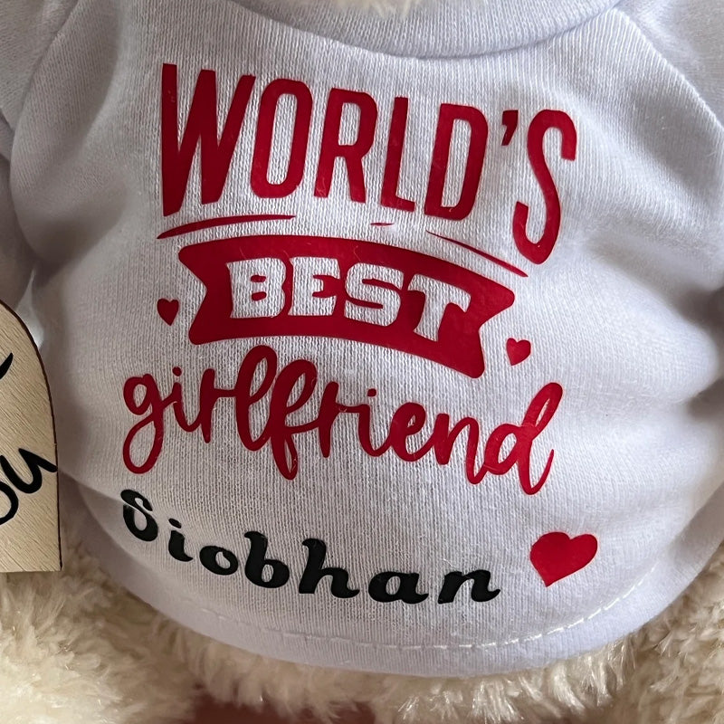 Personalised Teddy Bear Worlds Best Girlfriend Boyfriend Valentine's Day Gift