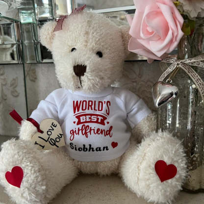 Personalised Teddy Bear Worlds Best Girlfriend Boyfriend Valentine's Day Gift