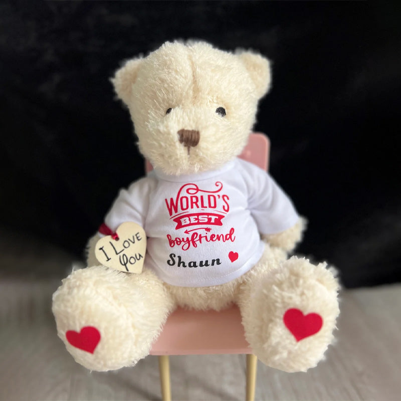 Personalised Teddy Bear Worlds Best Girlfriend Boyfriend Valentine's Day Gift