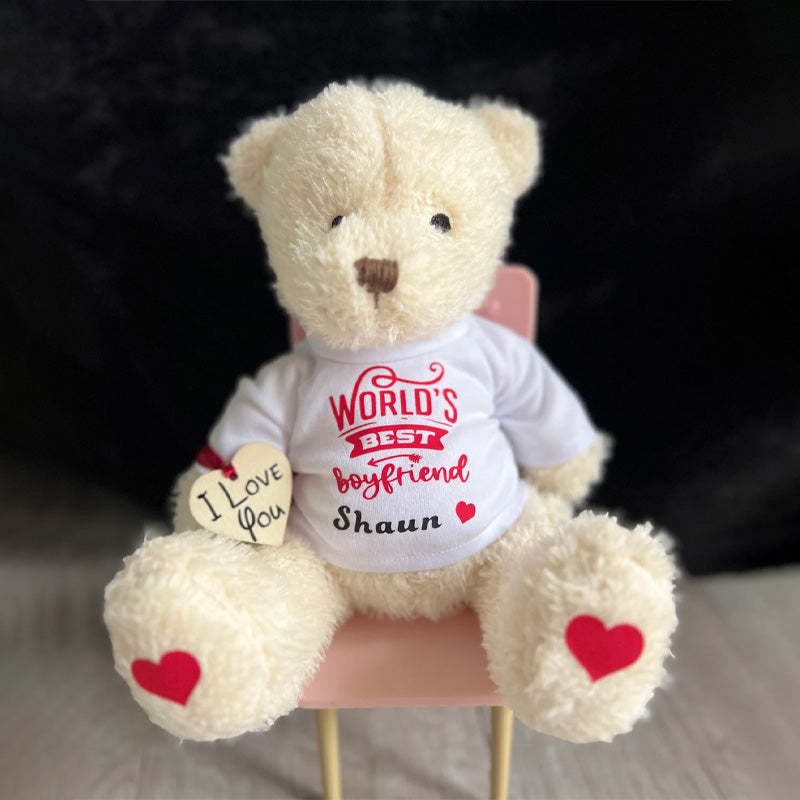 Personalised Teddy Bear Worlds Best Girlfriend Boyfriend Valentine's Day Gift