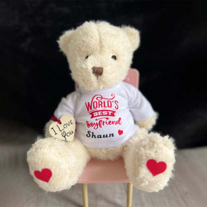 Personalised Teddy Bear Worlds Best Girlfriend Boyfriend Valentine's Day Gift