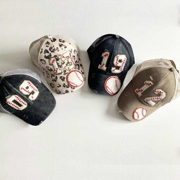Personalized Ponytail Baseball Cap Sport Mom's with Players Number