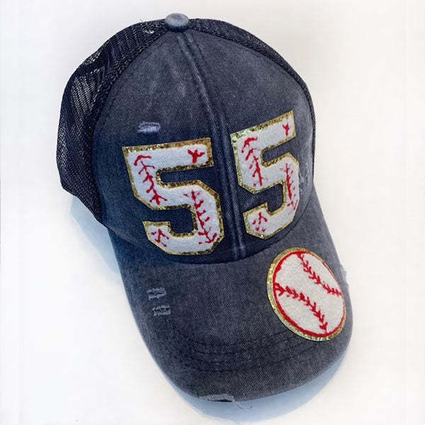 Personalized Ponytail Baseball Cap Sport Mom's with Players Number
