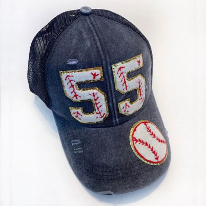 Personalized Ponytail Baseball Cap Sport Mom's with Players Number