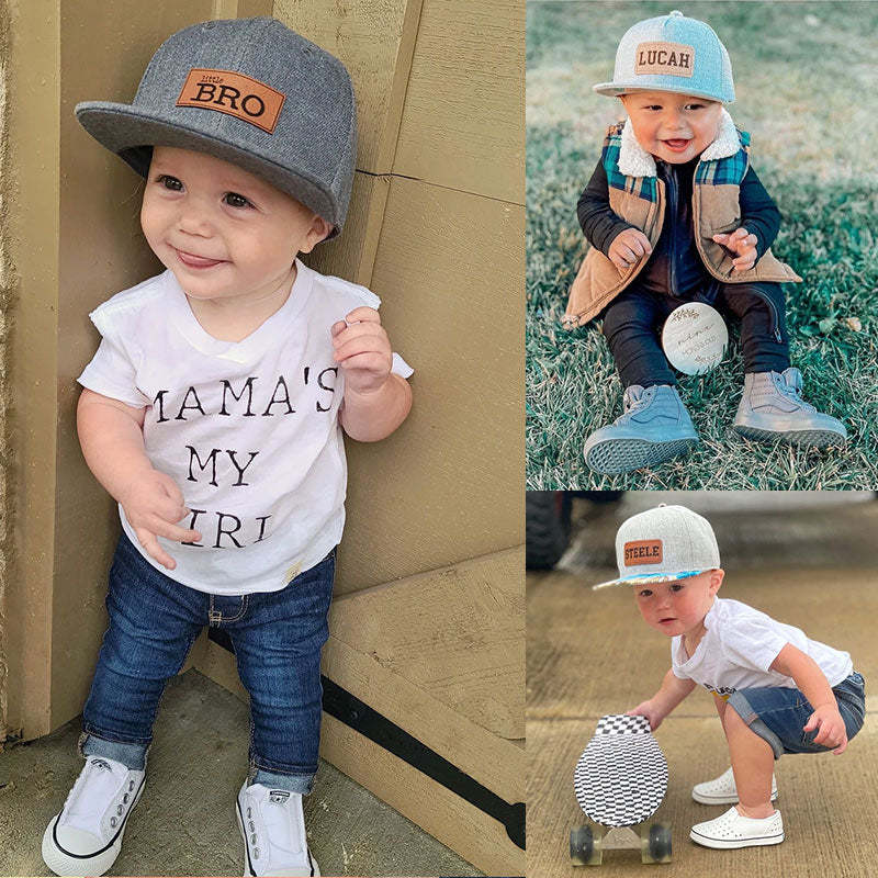 Personalized Toddler Hat, Custom Leather Patch Hat Baby Ball Cap