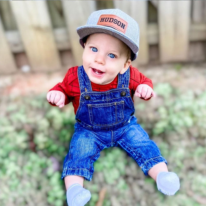 Personalized Toddler Hat, Custom Leather Patch Hat Baby Ball Cap