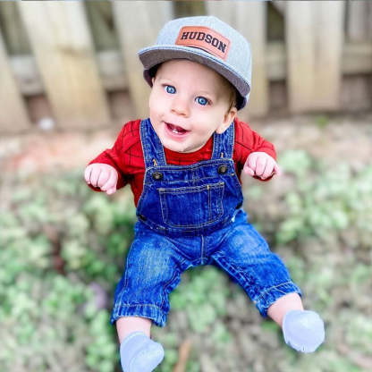 Personalized Toddler Hat, Custom Leather Patch Hat Baby Ball Cap
