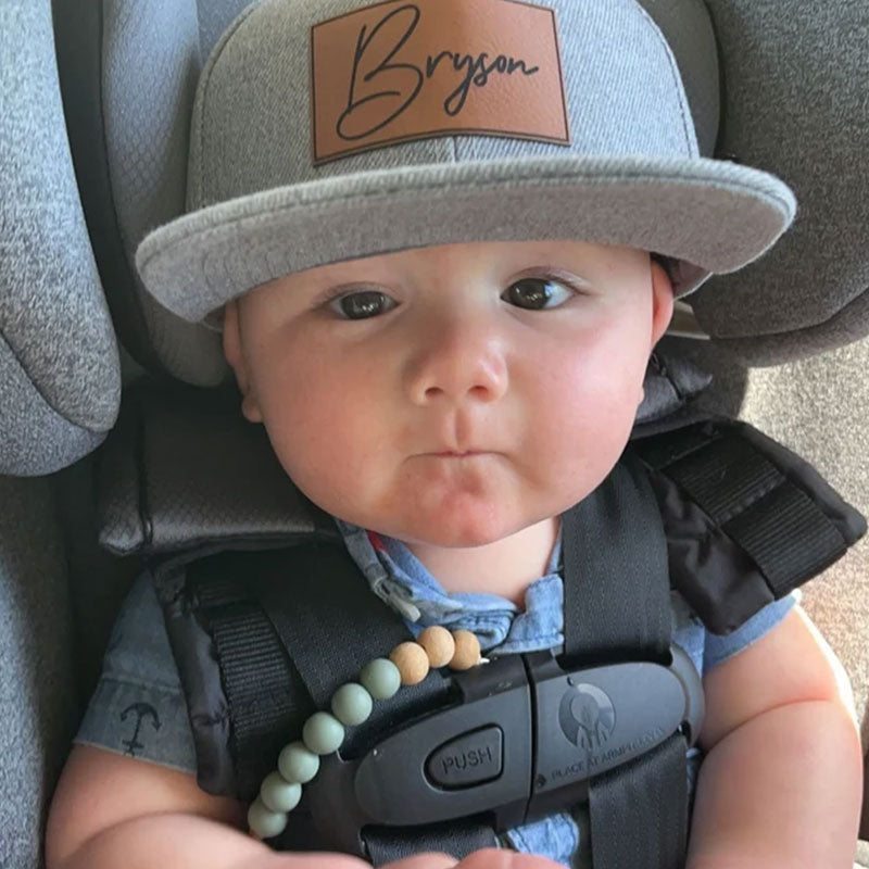 Personalized Toddler Hat, Custom Leather Patch Hat Baby Ball Cap