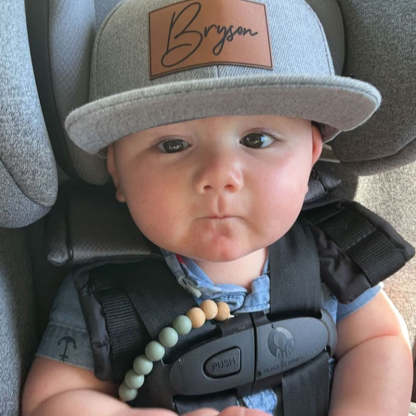 Personalized Toddler Hat, Custom Leather Patch Hat Baby Ball Cap