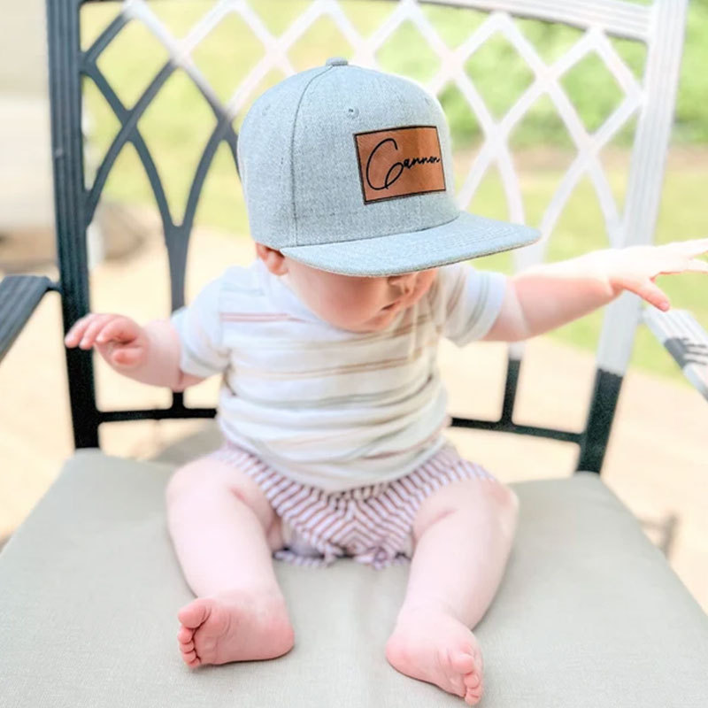 Personalized Toddler Hat, Custom Leather Patch Hat Baby Ball Cap
