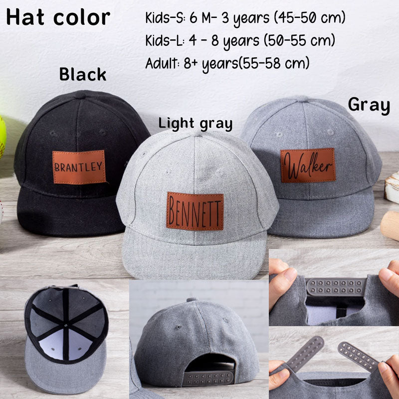 Personalized Toddler Hat, Custom Leather Patch Hat Baby Ball Cap