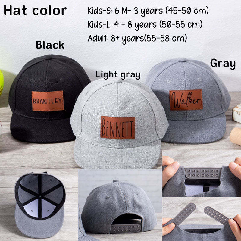 Personalized Toddler Hat, Custom Leather Patch Hat Baby Ball Cap