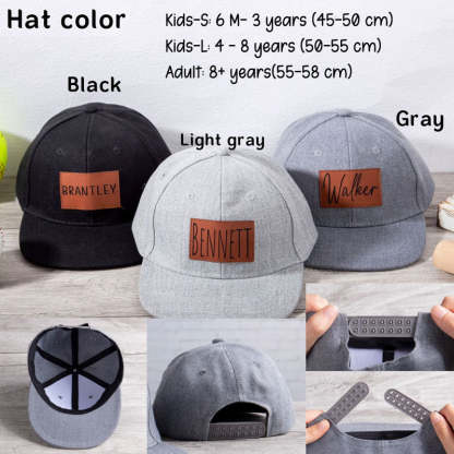 Personalized Toddler Hat, Custom Leather Patch Hat Baby Ball Cap