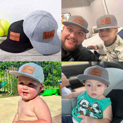 Personalized Toddler Hat, Custom Leather Patch Hat Baby Ball Cap