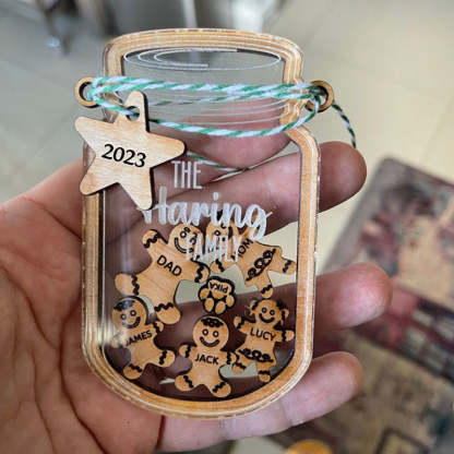 Custom Cookie Jar Family Ornament, Personalized Gingerbread Family Ornament
