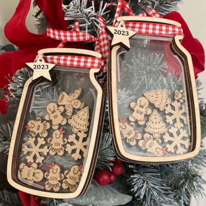 Custom Cookie Jar Family Ornament, Personalized Gingerbread Family Ornament