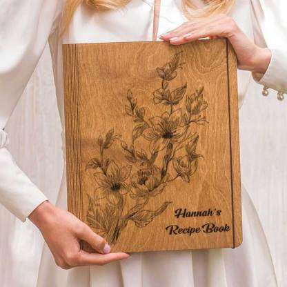 Blank Recipe Book For Mom Custom Journal Wooden CookBook