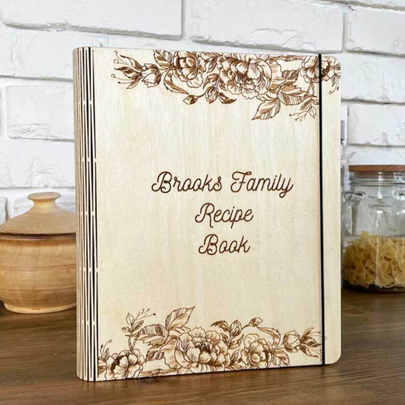 Blank Recipe Book For Mom Custom Journal Wooden CookBook